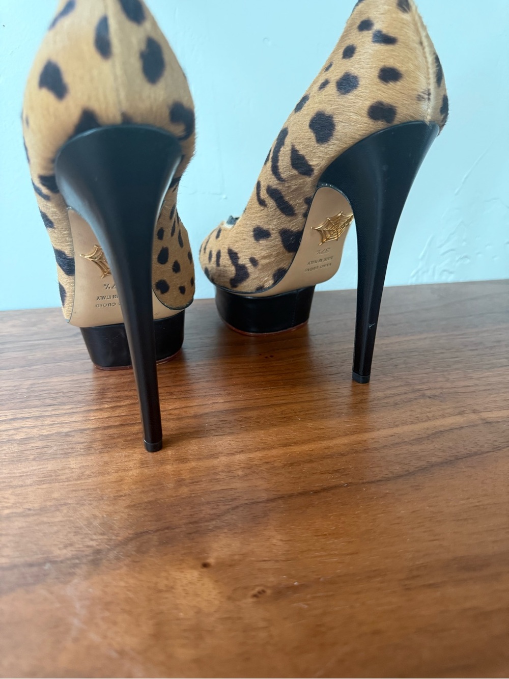 Charlotte Olympia Leopard Print Platform Pump in Brown and Black - Picture 2 of 6